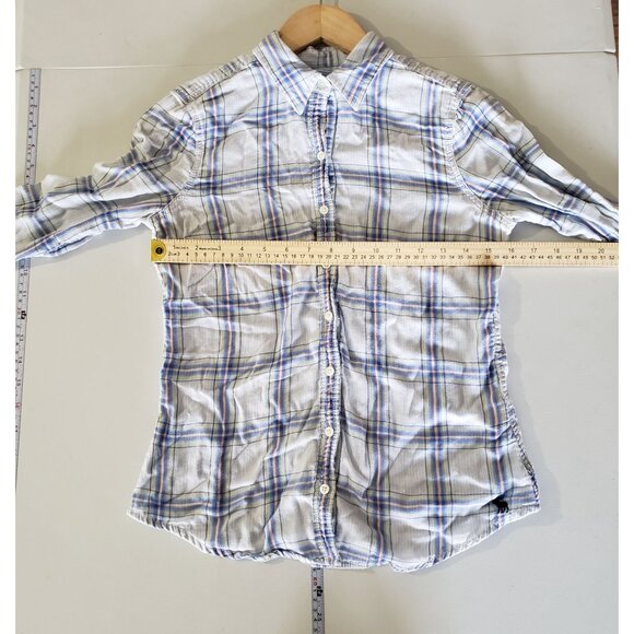 Abercrombie & Fitch Blue Plaid Button Up Shirt Size S 90s Y2K Vintage‎ Cotton - Picture 3 of 6